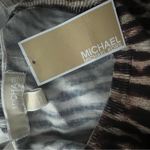 New Michael Kors Fit & Flare Leopard Animal Print Long Sleeve Sweater Dress Sm - Picture 13 of 14